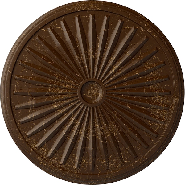 Ekena Millwork Leandros Ceiling Medallion (Canopies up to 5"), 33 1/8"OD x 3 1/2"ID x 1 3/8"P, Root Beer Crackle CM33LERBC - main